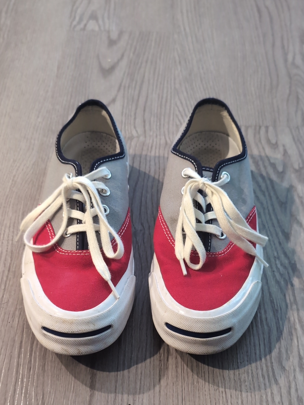 Converse Jack Purcell Red, Gray and Navy Canvas Sneakers